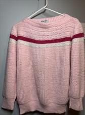 VINTAGE College Point Sweater Women Small/Medium -see Measurements Acrylic Pinks
