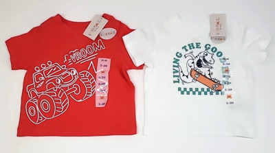 2-Pack Garanimals 0-3 Month Graphic T-shirt ''Living The Good Life'' &  ''VROOM''