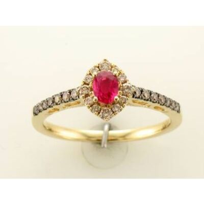 LeVian 14K Gelbgold weißer Rubin Diamant 0,54 kt Ringgröße 7,5