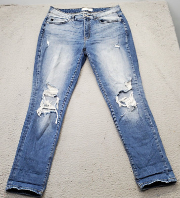 KanCan Jeans Womens 9/28 Blue Denim Super Skinny Fit Distressed Medium Wash