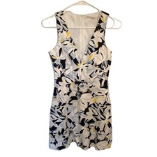 Zara Trafaluc Women's Size XS Sleeveless Deep V-Neck Dress Floral White Blue