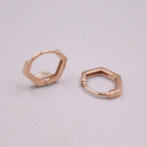 Pure Au750 18K Rose Gold Women Lucky Unique Pentagon Earrings Hoop 0.6-0.8g - Picture 3 of 5