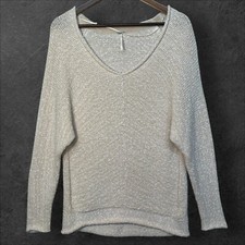 Free People Women Pullover Sweater Size XS Beige Knit Dolman Sleeve Slouchy