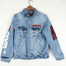 Sam Goldback Jean Jacket Mens Small Blue Medium Wash Retro We Are Not Normal