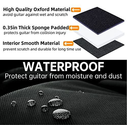 39 Zoll E-Gitarrentasche Gigbag 8 mm Polsterung Rucksack gepolstert weich Gitarre - Bild 4 von 7