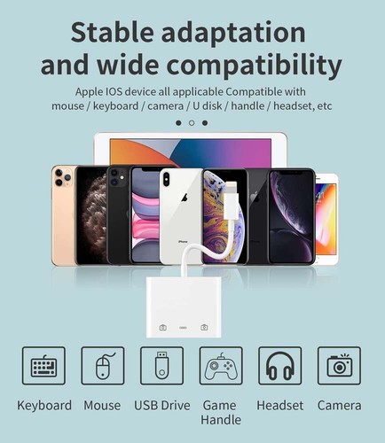 For iPhone to dual USB 3.0 Camera OTG Adapter with Charging Port for iPad 1PK - 第 8/9 張圖片