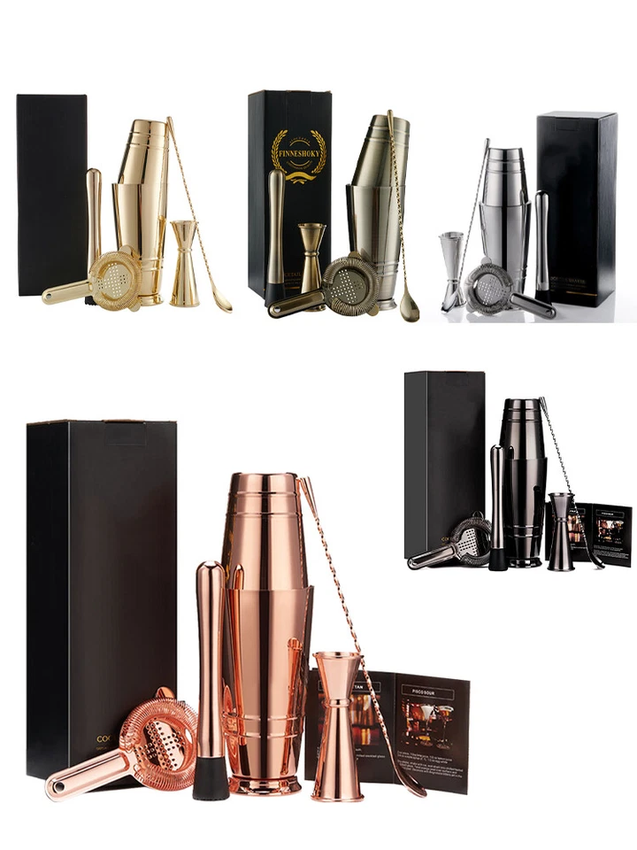 Juego de 5 cocteleras cuchara jigger molinillo de hielo y colador coctelera de bebidas de vino Foto 2 de 4