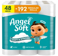 Angel Soft Toilet Paper, 48 Mega Rolls = 192 Regular Rolls, Soft And Strong