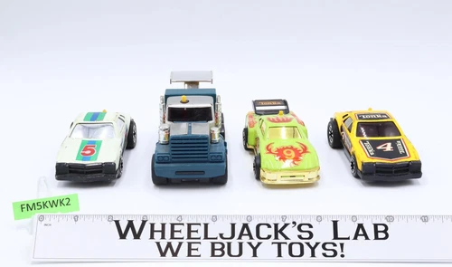 (4) Tonka Truck Car Clutch Poppers 1980's Vintage Semi Lime Fire 5.25" - 5.75"