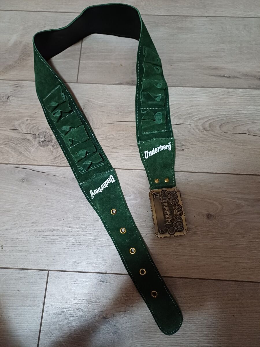 VTG RARE 50'' GREEN UNDERBERG SUEDE GUN BELT BUCKLE BEER VTG RARE 50'' GREEN UNDERBERG SUEDE GUN BELT BUCKLE BEER