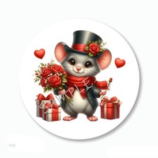 Red Roses Valentine Mouse Scrapbook Stickers Envelope Seals Labels Favors