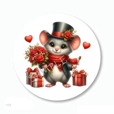 Red Roses Valentine Mouse Scrapbook Stickers Envelope Seals Labels Favors