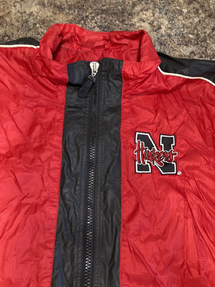 ウォームアップウェア Vintage 1990 University Nebraska Starter Vintage Starter - Red Nebraska Huskers Pullover Jacket 1990s