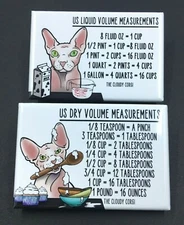 Sphynx Cat Measuring Chart Magnet Set Handmade Kitchen Cooking and Baking Guide