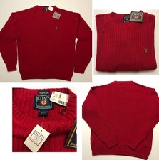 NEW Chaps Ralph Lauren Red Ribbed Knit Sweater XL NWT Embroidered Crest LOGO