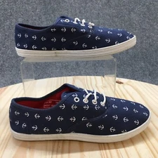 Capelli New York Shoes Womens 6 Anchor Print Casual Low Sneakers Blue Fabric