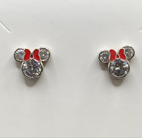 Sterling Silver Minnie Mouse Post Earrings - Picture 1 of 5