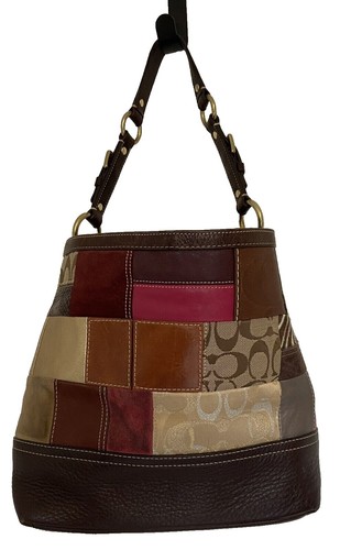 COACH HOBO SHOULDER BAG Y2K BROWN PEBBLE LEATHER SILVER ZIPPED