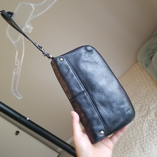 COACH Ashley Black Leather Flap Wallet Wristlet Clutch Purse - Picture 2 of 5