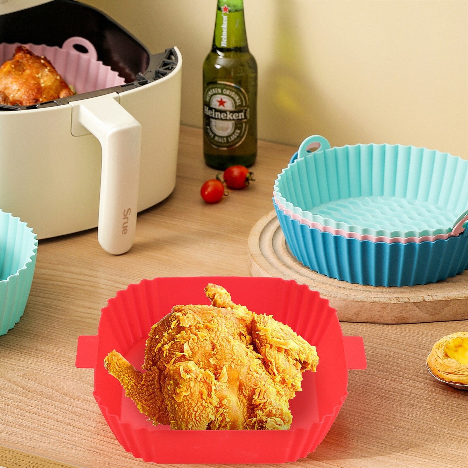 Air Fryer Silicone Pot Oven Baking Tray Basket Reusable Liner Insert