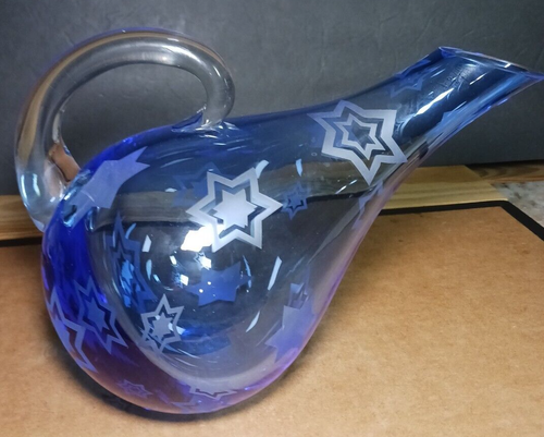 Badash Poland Blue Starburst Crystal 3/4 Pitcher ~ 10"x 8" ~ Jug ~ N. Mint! - Picture 2 of 10