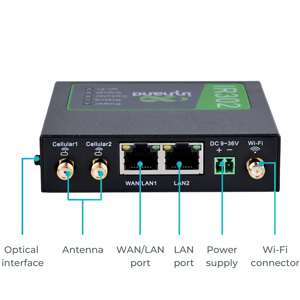 InHand Networks IR302 Wireless Industrial 4G Router IO Port LTE CAT4 Unlocked - Image 2 of 4
