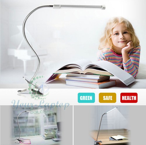 US Flexible USB Clip-on Table Lamp LED Clamp Reading/Study/Bed/Laptop/Desk Light