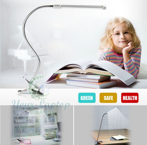 US Flexible USB Clip-on Table Lamp LED Clamp Reading/Study/Bed/Laptop/Desk Light - Picture 1 of 12