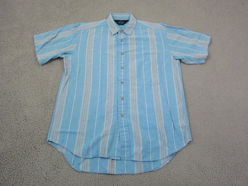 Vintage Woolrich Shirt Adult Large Blue Striped Outdoors Button Up Mens - 第 1/10 張圖片