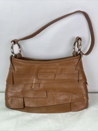 Vintage Yves Saint Laurent Rive Gauche St. Tropez Ruffled Shoulder Bag Tan