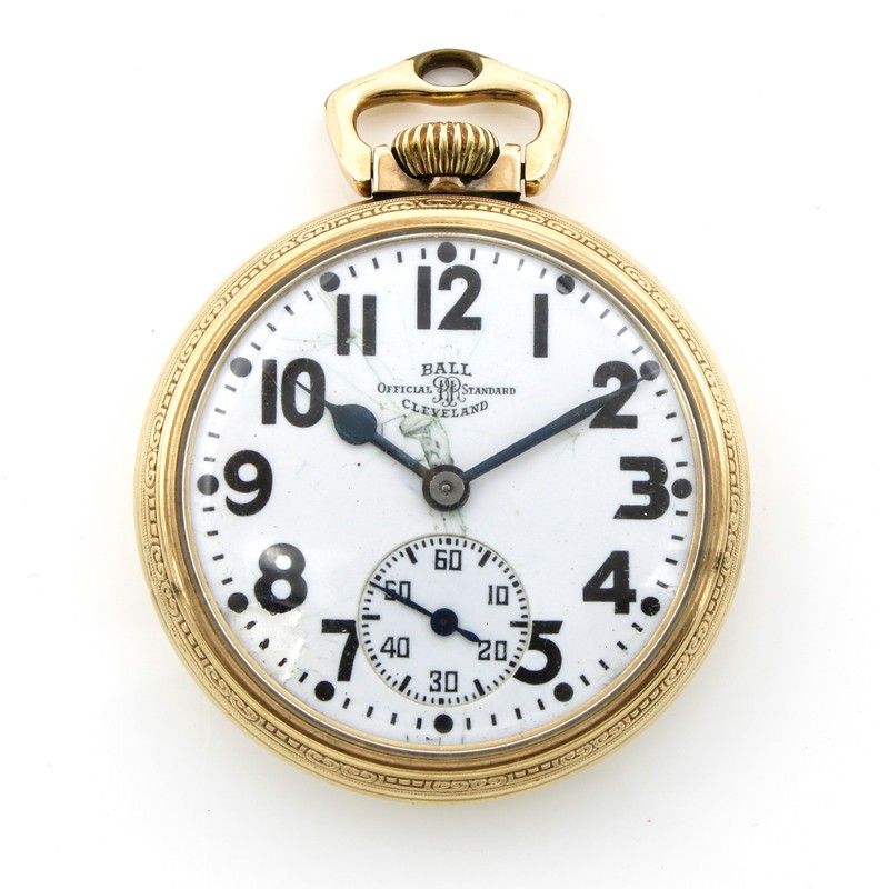 1938 Ball 10k GF 16s 21j Railroad-Grade 999P Model 1 49mm Pocket Watch #WB5769-3