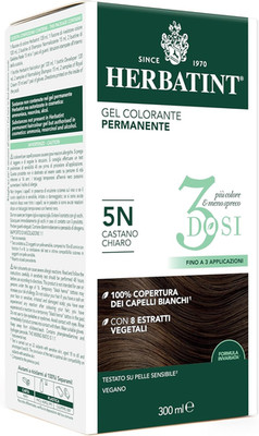 Herbatint Permanent Coloring Gel 3 Dosen, 300ml - 5N Hellbraun, Ammonfrei