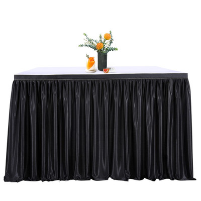 Queendream 14Ft Black Polyester Table Skirts For Rectangle And Round Teacher