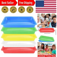 5-Pack Stackable Art Trays for Kids - Colorful DIY Organizer, 9.6x7.08 Inch