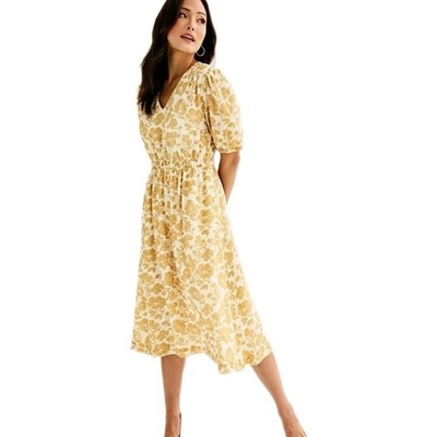 #ad Draper James Jacquard Floral Three Quarter Sleeve Dress Size XXL NWT $19.50