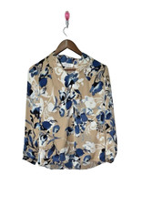 Kasper Blue and Tan Floral Blouse NWOT