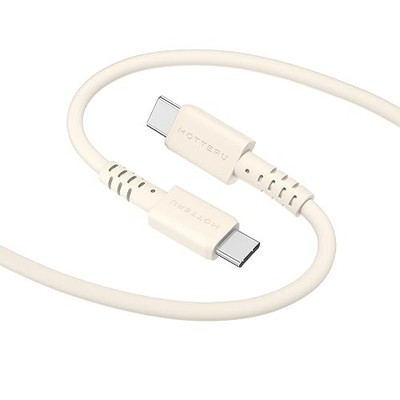 MOTTERU USB-C to USB-C Silicone Flexible Soft Cable 60W 1.0m Almond Milk