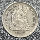 1867-S Seated Liberty Half Dime H10C XF Extra Fine