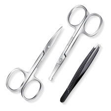 Facial Hair Small Grooming Scissors for Men Women-Curved and Rounded Nose Hair,