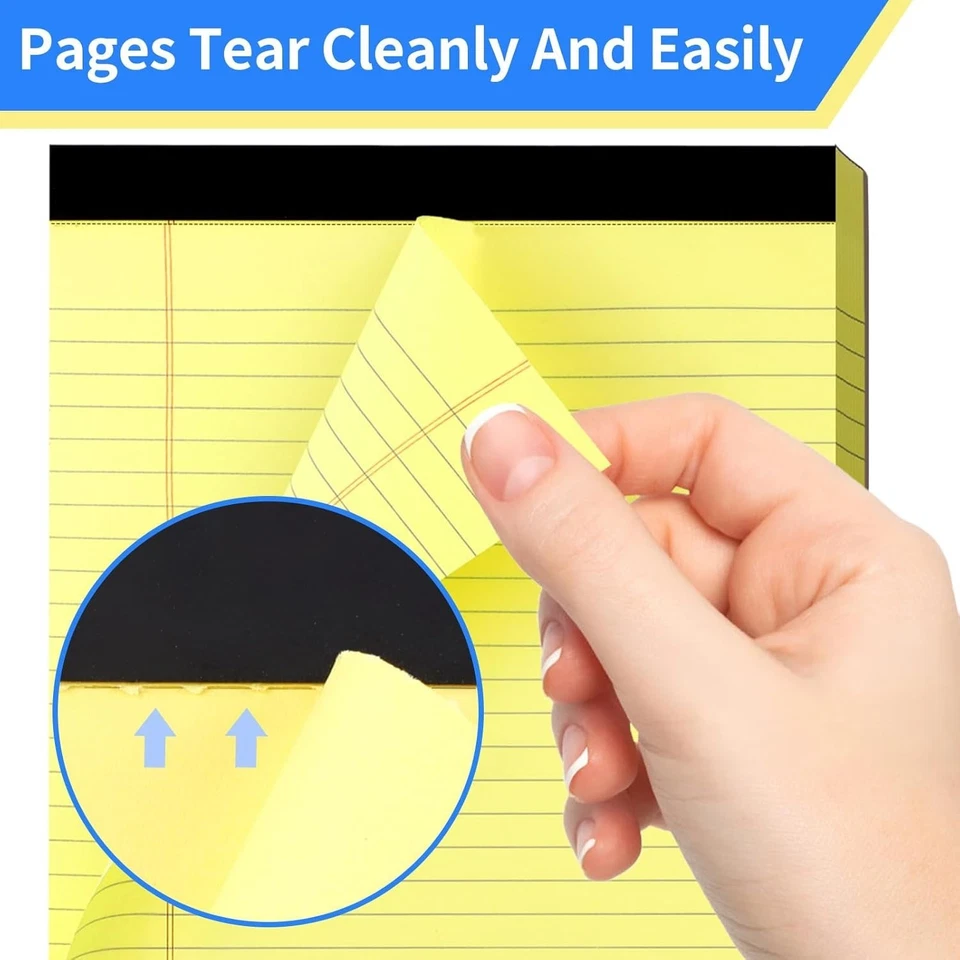 Legal Pads 5" X 8", 6 Pack Yellow Note Pads, College Ruled Yellow Lined Paper - Image 4 of 4