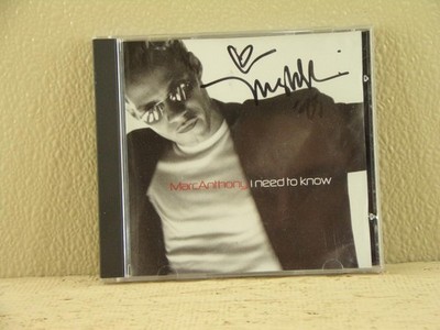 Marc Anthony I Need To Know CD AUTOGRAPH SIGNED on Sleeve Front