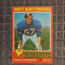 Topps 1971 Marty Schottenheimer #3 New England Patriots NFL Rookie Card Base Set. rookie card picture