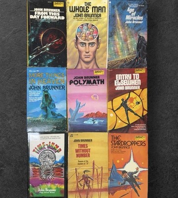 John Brunner Lot 9 Vintage Sci-fi Paperback Books Whole Man, Time Jump, Polymath