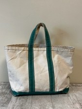 Vintage LL Bean Boat Tote Beige Canvas Bag Large 60s 70s Script Tag Cursive