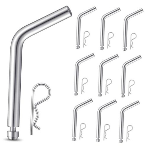 10 Pack Replacement 5th Wheel Pins & Clips, 1/2-inch Diameter Galvanized Pin  - Picture 1 of 7