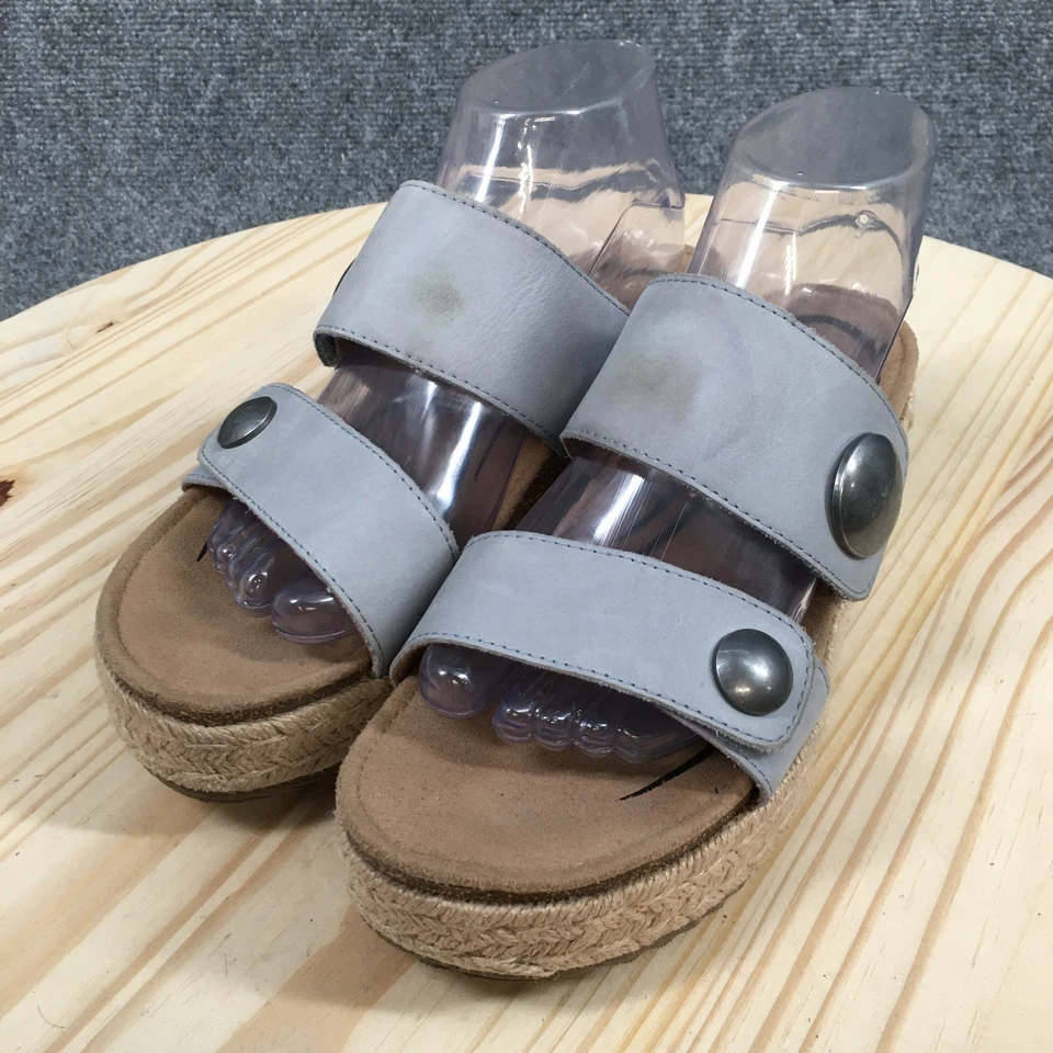 Sandalias Aetrex para mujer 8,5 Sofie plataforma sin cordones alpargata deslizable cuero gris Foto 3 de 4