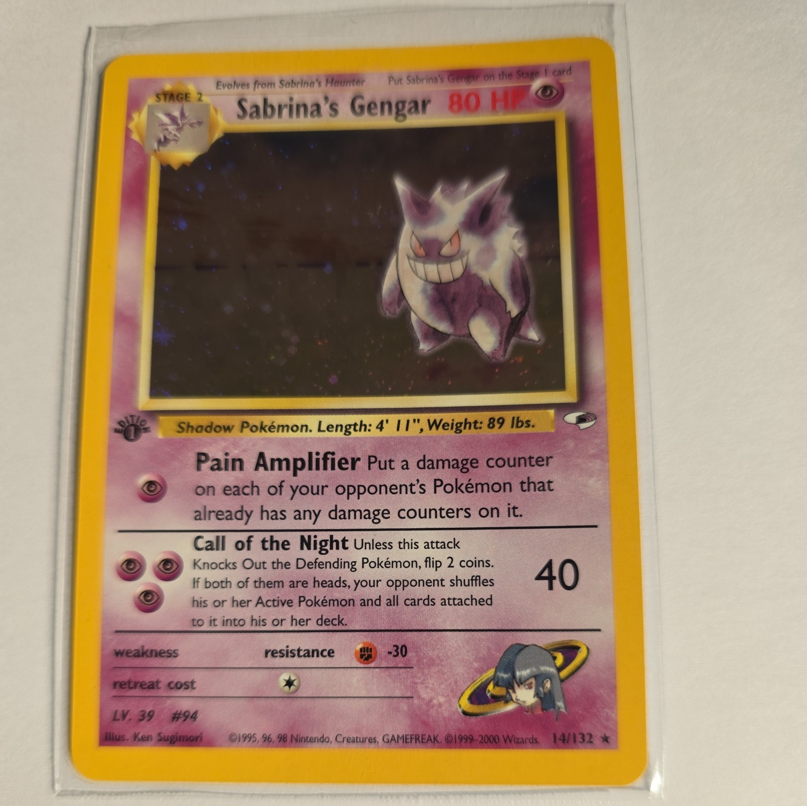 1999 Pokemon Gym Heroes Sabrina's Gengar 1st Edition Holo #14 NM
