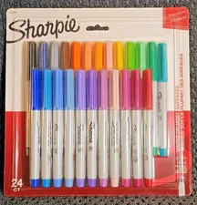 NEW Sharpie Permanent Markers - Ultra Fine - 24 Count Variety Colors