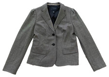 BANANA REPUBLIC Black White Fitted Blazer Jacket 2-Button Wool Blend Lined 6