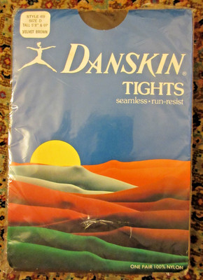 Vtg 1981 Danskin Tights Seamless Run Resist Style 69 sz D Tall Velvet Brown NEW